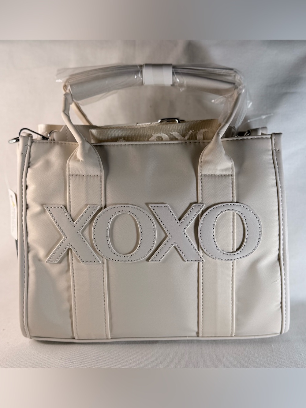 XOXO White Structured Satchel Tote with Logo Detail